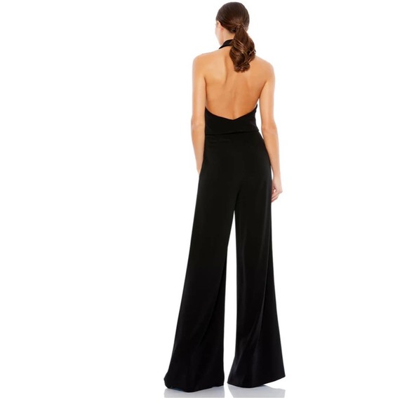 NWOT Ieena for Mac Duggal Black Tuxedo Halter Jumpsuit - Picture 3 of 3